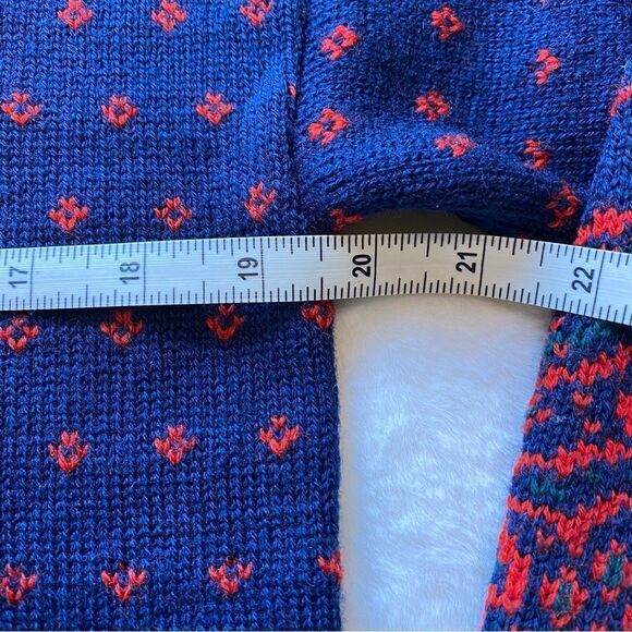 Pendleton Vintage 100% Wool Red and Blue Cardigan Size Large Petite - Picture 8 of 10